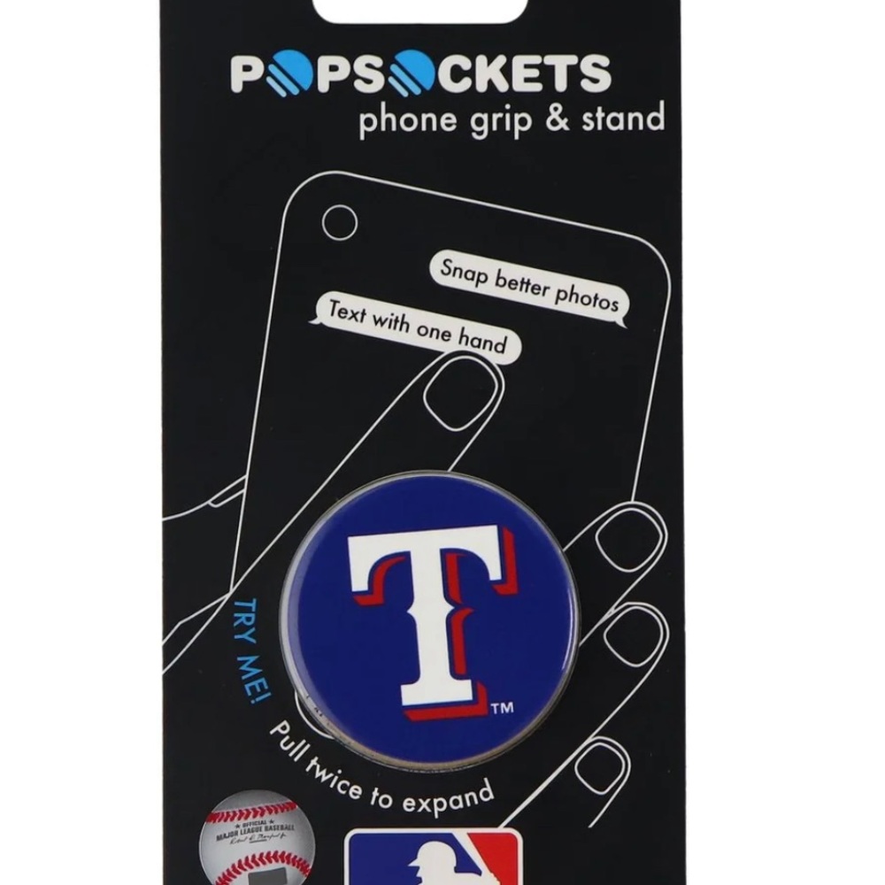 "Texas Rangers” Blue Logo Collapsible Grip & Stand for Phones